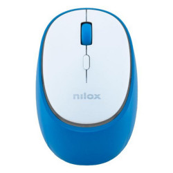 Nilox NXMDWS103, Ambidestro, Ottico, RF senza fili + Bluetooth, 1600 DPI, Blu, Bianco