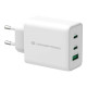 Conceptronic ALTHEA12W 3-Port 65W GaN USB PD Charger - Alimentatore - 65 Watt - 5 A (USB, 2 x USB-C) - bianco