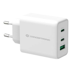 Conceptronic ALTHEA12W 3-Port 65W GaN USB PD Charger - Alimentatore - 65 Watt - 5 A (USB, 2 x USB-C) - bianco