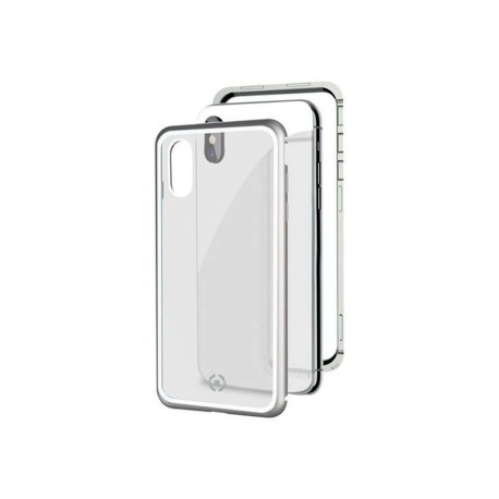 Celly Attraction - Cover per cellulare - Alluminio, vetro temperato - argento, trasparente - per Apple iPhone XS Max