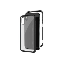 Celly Attraction - Cover per cellulare - Alluminio, vetro temperato - nero, trasparente - per Apple iPhone XS Max