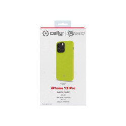 Celly Cromo - Cover per cellulare - TPU (poliuretano termoplastico), rivestimento in silicone - giallo - per Apple iPhone 13 Pr