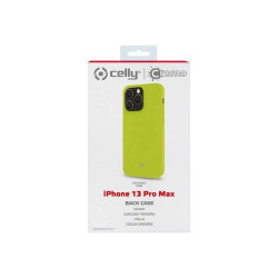 Celly Cromo - Cover per cellulare - TPU (poliuretano termoplastico), rivestimento in silicone - giallo - per Apple iPhone 13 Pr