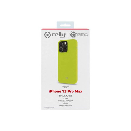 Celly Cromo - Cover per cellulare - TPU (poliuretano termoplastico), rivestimento in silicone - giallo - per Apple iPhone 13 Pr