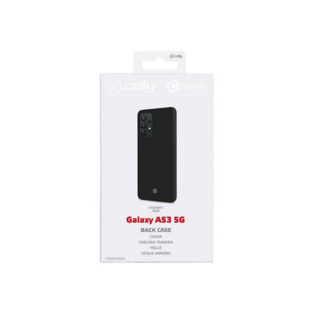 Celly Cromo - Cover per cellulare - TPU (poliuretano termoplastico), rivestimento in silicone - nero - per Samsung Galaxy A53 5