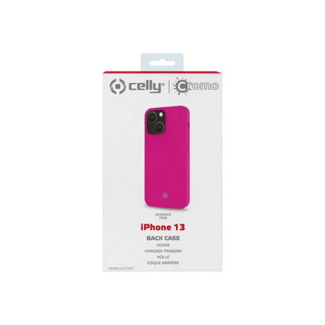 Celly Cromo - Cover per cellulare - TPU (poliuretano termoplastico), rivestimento in silicone - rosa - per Apple iPhone 13
