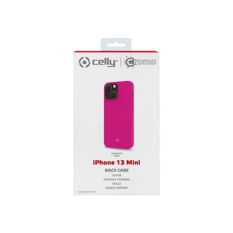 Celly Cromo - Cover per cellulare - TPU (poliuretano termoplastico), rivestimento in silicone - rosa - per Apple iPhone 13 mini