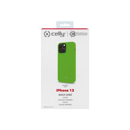Celly Cromo - Cover per cellulare - TPU (poliuretano termoplastico), rivestimento in silicone - verde - per Apple iPhone 13