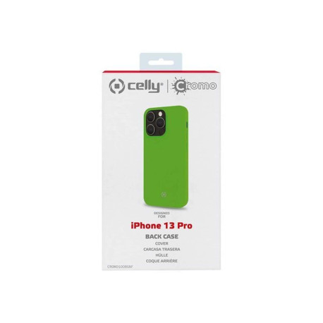 Celly Cromo - Cover per cellulare - TPU (poliuretano termoplastico), rivestimento in silicone - verde - per Apple iPhone 13 Pro