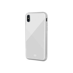 Celly DIAMOND - Cover per cellulare - vetro temperato, poliuretano termoplastico morbido (TPU) - bianco - per Apple iPhone X, X