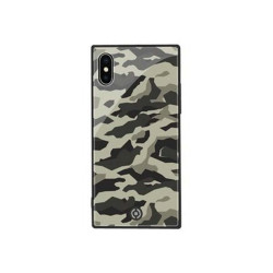 Celly Diamond Square - Cover per cellulare - vetro temperato, poliuretano termoplastico morbido (TPU) - nero - per Apple iPhone