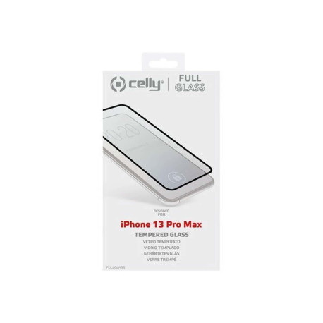 Celly Full Glass - Protezione per schermo per telefono cellulare - vetro - colore telaio nero - per Apple iPhone 13 Pro Max
