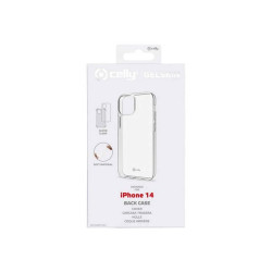 Celly Gelskin - Cover per cellulare - gomma morbida, TPU (poliuretano termoplastico) - trasparente - per Apple iPhone 14