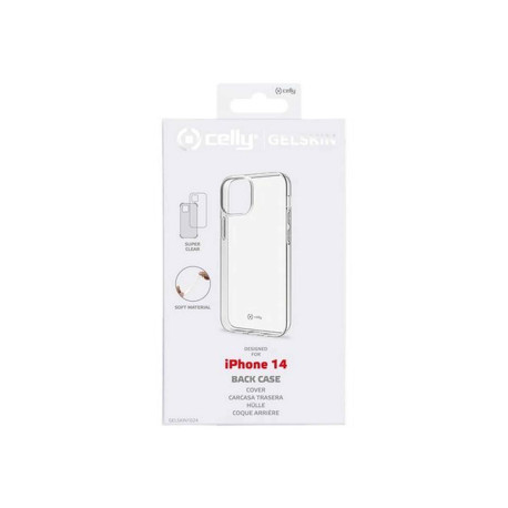 Celly Gelskin - Cover per cellulare - gomma morbida, TPU (poliuretano termoplastico) - trasparente - per Apple iPhone 14