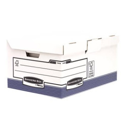 Bankers Box - Scatola per archiviazione - per Folio - bianco con banda blu