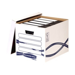 Bankers Box Basic Tall - Scatola per archiviazione - per A4, Folio, Foolscap - bianco, blu