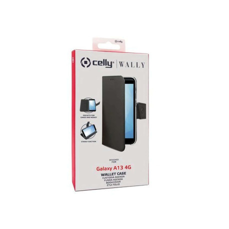 Celly Wally - Flip cover per cellulare - similpelle - nero - per Samsung Galaxy A13
