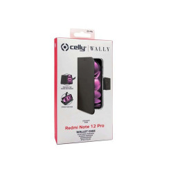 Celly Wally - Flip cover per cellulare - similpelle - nero - per Xiaomi Redmi Note 12 Pro
