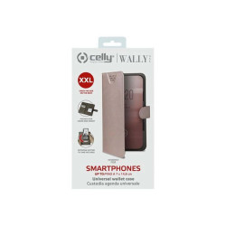 Celly Wally One XXL - Flip cover per cellulare - similpelle - rosa - 5" - 5.5"