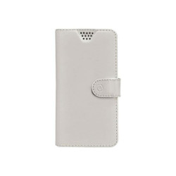 Celly Wally Unica - Flip cover per cellulare - finta pelle in poliuretano - bianco - 5.5" - 6"