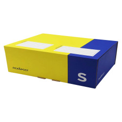 Scatola automontante per ecommerce PICK&Post - S - 26 x 19 x 10 cm - giallo/blu - Blasetti