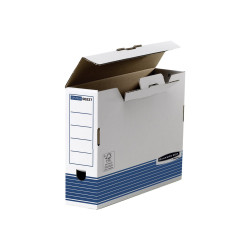 Bankers Box System - Cartella a scatola - larghezza dorsale 85 mm - per Legal, Folio, Foolscap - bianco/blu (pacchetto di 10)