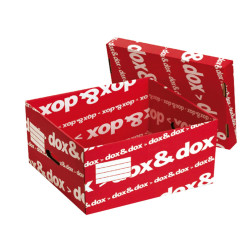 Scatola Dox&Dox - con coperchio - 39,5 x 28 x 35,5 cm - bianco e rosso - Esselte Dox