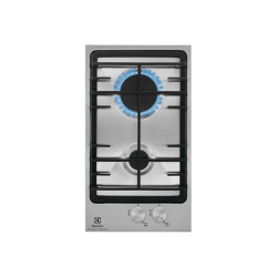Electrolux EGG3322NVX - Piano cottura a gas - 2 piastre - Nicchia - larghezza: 27 cm - prof. 49 cm - argento - acciaio inossida