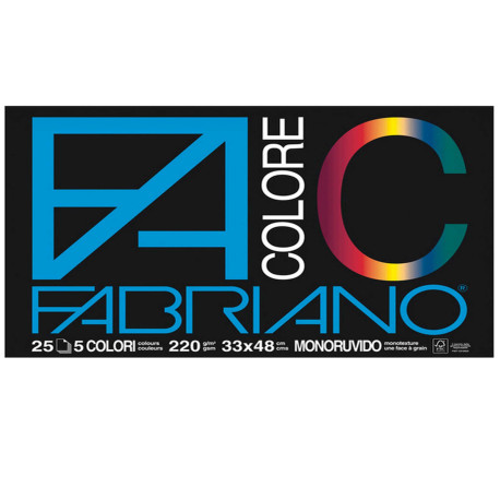 Album FaColore - 33 x 48 cm - 25 fogli - 220 gr - 5 colori - Fabriano