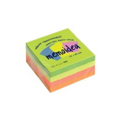 memoidea - Cubo per appunti - 76 x 76 mm - 400 fogli - colori fluorescenti assortiti