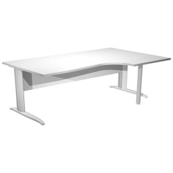 Scrivania Compact Destro Easy - 160 x 60/80/100 cm - Bianco/grigio alluminio