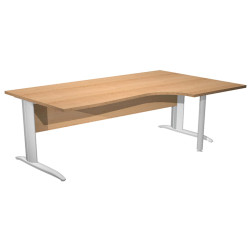 Scrivania Compact Destro Easy - 160 x 60/80/100 cm - Faggio/grigio alluminio