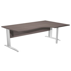 Scrivania Compact Destro Easy - 160 x 60/80/100 cm - Frassino toscano/grigio alluminio