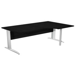 Scrivania Compact Destro Easy - 160 x 60/80/100 cm - Nero venato/grigio alluminio