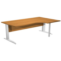 Scrivania Compact Destro Easy - 160 x 60/80/100 cm - Noce chiaro/grigio alluminio
