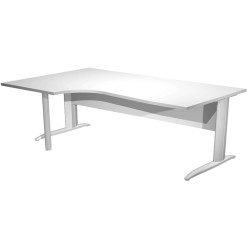 Scrivania Compact Sinistro Easy - 160 x 60/80/100 cm - Bianco/grigio alluminio