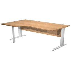 Scrivania Compact Sinistro Easy - 160 x 60/80/100 cm - Faggio/grigio alluminio