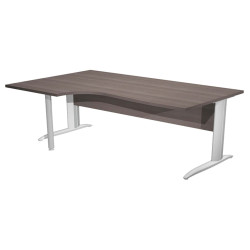 Scrivania Compact Sinistro Easy - 160 x 60/80/100 cm - Frassino toscano/grigio alluminio