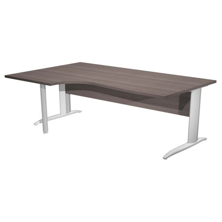 Scrivania Compact Sinistro Easy - 160 x 60/80/100 cm - Frassino toscano/grigio alluminio