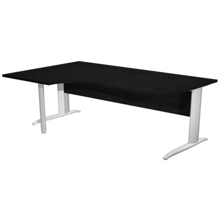 Scrivania Compact Sinistro Easy - 160 x 60/80/100 cm - Nero venato/grigio alluminio
