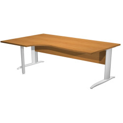 Scrivania Compact Sinistro Easy - 160 x 60/80/100 cm - Noce chiaro/grigio alluminio