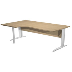 Scrivania Compact Sinistro Easy - 160 x 60/80/100 cm - Rovere/grigio alluminio