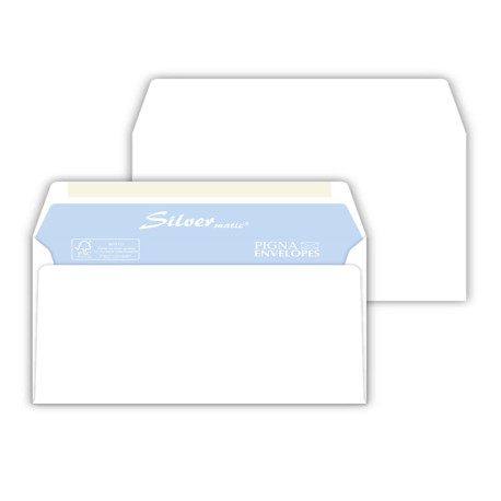Busta Busta Silver Matic FSC - senza finestra - gommata - 12 x 18 cm - 80 gr -  bianco - Pigna Envelopes - conf. 25 pezzi