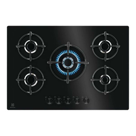 Electrolux Serie 600 EGG75372K - Piano cottura a gas - 5 piastre - Nicchia - larghezza: 56 cm - prof. 48 cm - nero