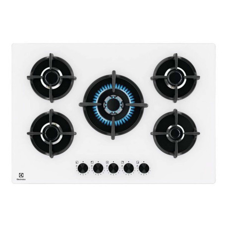 Electrolux Serie 600 EGG75372W - Piano cottura a gas - 5 piastre - Nicchia - larghezza: 56 cm - prof. 48 cm - bianco