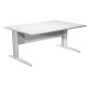 Scrivania lineare Easy - 140 x 80 x 72 cm - Bianco/grigio alluminio