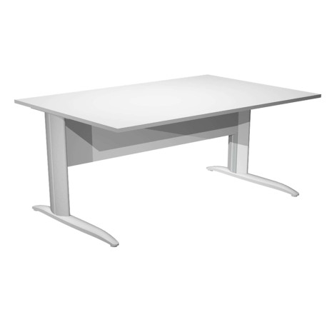 Scrivania lineare Easy - 140 x 80 x 72 cm - Bianco/grigio alluminio