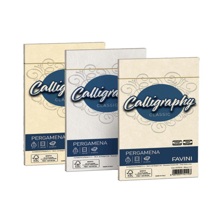 Busta Calligraphy Pergamena - 110 x 220 mm - 90 gr - nocciola 04 - Favini - conf. 25 pezzi