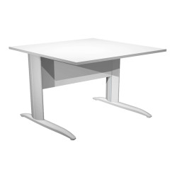 Scrivania lineare Easy - 80 x 80 x 72 cm - Bianco/grigio alluminio