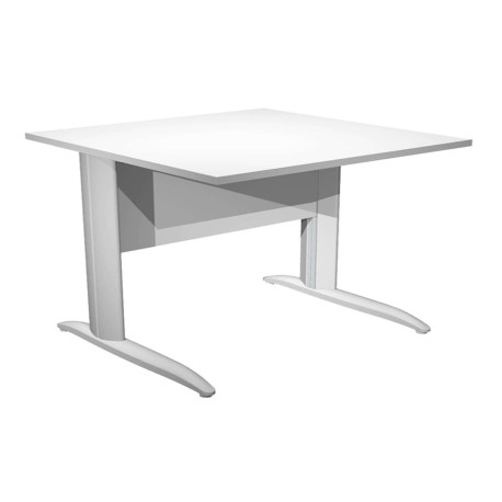 Scrivania lineare Easy - 80 x 80 x 72 cm - Bianco/grigio alluminio